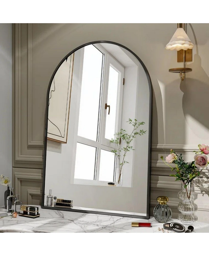 Homlux Arched Wall Mounted Mirror 24"x36" in Black