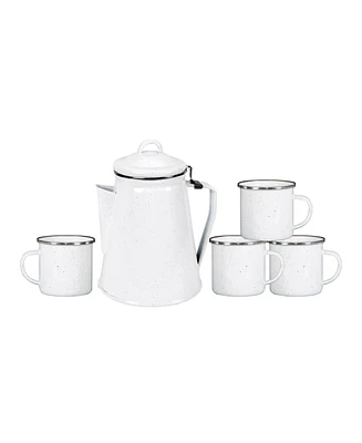 Stansport Enamel Percolator Coffee Pot & 4 Mug Set