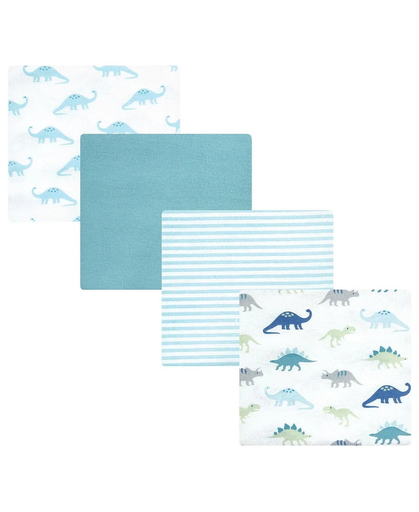 Hudson Baby Cotton Poly Flannel Receiving Blankets, Soft Teal Dino, One Size