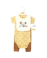 Hudson Baby Baby Boys Cotton Bodysuit, Pant and Bib Set