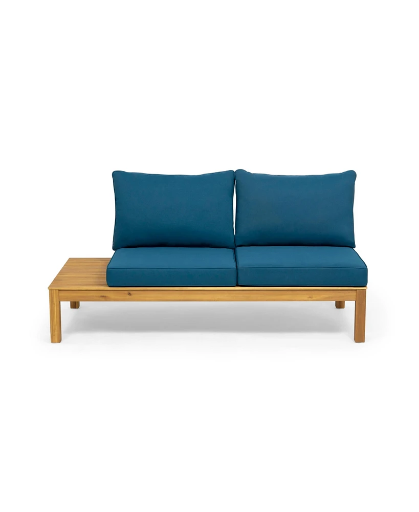 Simplie Fun 2-Seater Acacia Wood Sofa with Water-Resistant Cushions