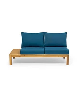 Simplie Fun 2-Seater Acacia Wood Sofa with Water-Resistant Cushions