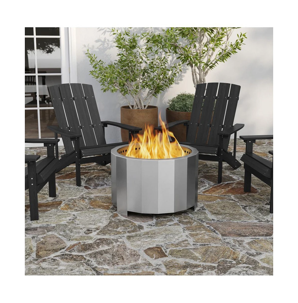 Merrick Lane Aries Portable Steel Smokeless Wood Burning Outdoor Firepit With Waterproof Cover