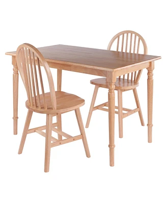 Winsome Trading Ravenna Dining Table with Windsor Chairs, Natural 3 Piece