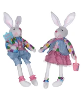 Slickblue Plush Plaid Easter Rabbit Shelf Sitter (Set of 2)