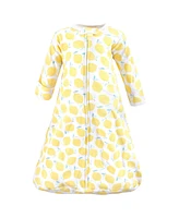 Hudson Baby Girls Cotton Long-Sleeve Wearable Sleeping Bag, Sack, Blanket, Lemon Daisy Long Sleeve, 12-18 Months