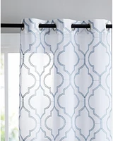 Kate Aurora 2 Piece Charlotte Clover Trellis Grommet Top Sheer Voile Window Curtain Panels