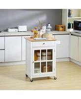 Homcom 27" Rolling Kitchen Island Cart Storage Cabinet Trolley Towel Rack w/ Drawer