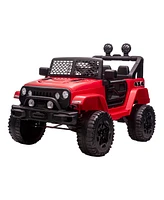 Aosom [battery] 12V Battery Powered Kids Ride On Car Off Road Truck Toy w/Remote Red