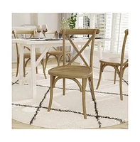 Hensler Set Of 2 Weather-Resistant Wood Look Resin Cross Back Chairs For Indoor/Outdoor Use