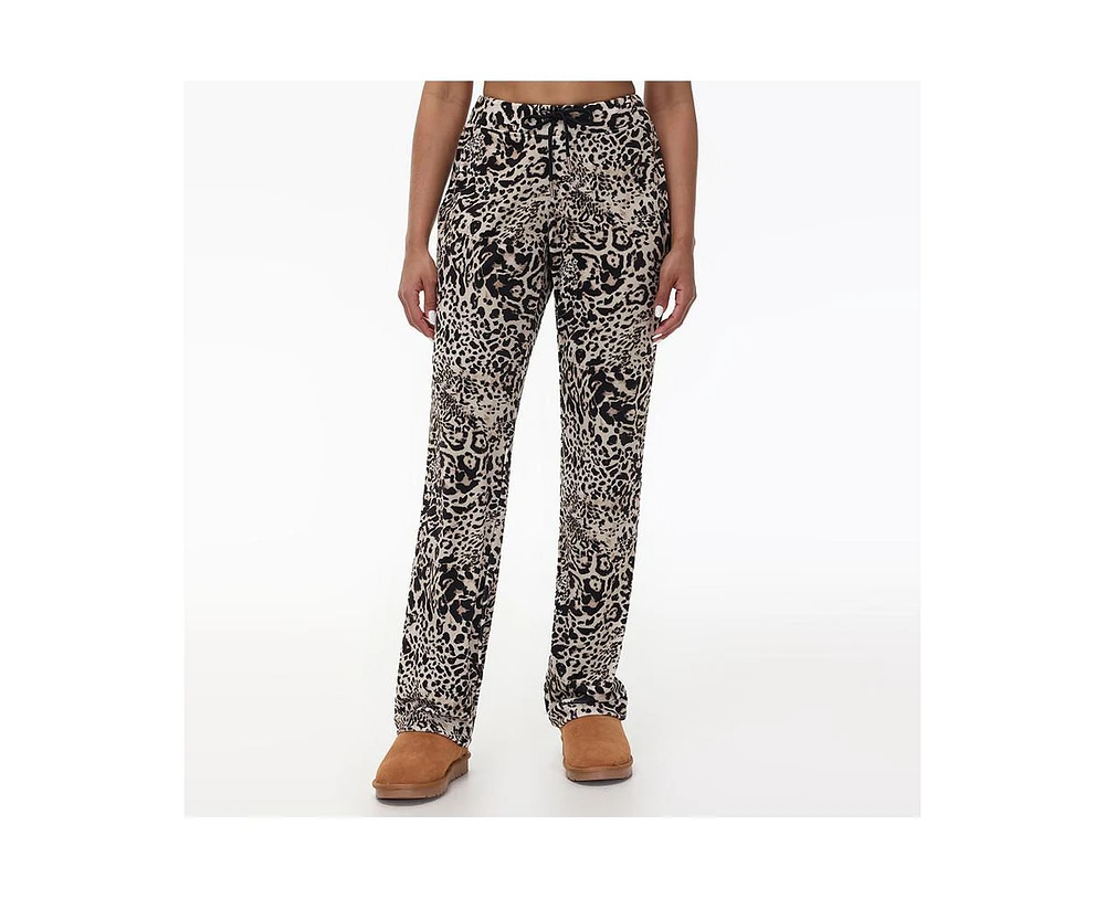 Juicy Couture Women's Cheetah Print Big Bling Velour Track Pants