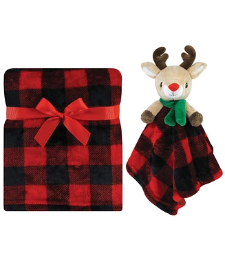 Hudson Baby Unisex Baby Plush Blanket with Security Blanket, Rudolph, One Size