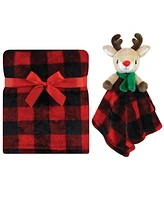 Hudson Baby Unisex Baby Plush Blanket with Security Blanket, Rudolph, One Size