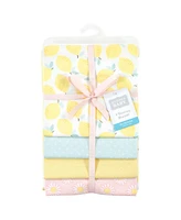 Hudson Baby Infant Girl Cotton Rich Flannel Receiving Blankets, Lemon Daisy, One Size