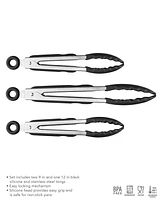 Tovolo 9", 9" 12" Stainless Steel Silicone Tongs, Set of 3