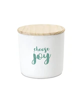 Slickblue Stoneware Happy Sentiment Canister With Wood Lid (Set of 2)