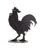 Slickblue Rustic Roosters: Set of 2 Metal Chicken Statues for Farmhouse Theme