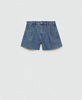 Mango Women's Frayed Hem Denim Shorts