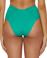 Becca Women's Ruched High-Waist Bikini Bottoms