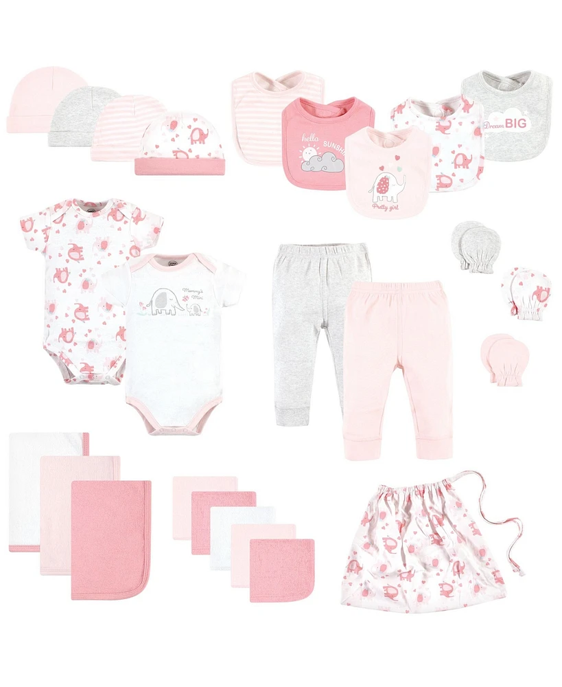 Luvable Friends Baby Girls Layette Baby Starter Set 25pc Basic Elephant, 0-6 Months