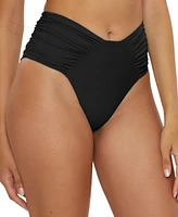 Becca Women's Ruched High-Waist Bikini Bottoms