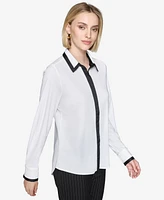 Karl Lagerfeld Paris Women's Contrast-Trim Shirt