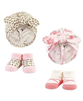 Hudson Baby Infant Girl Turban and Socks Set