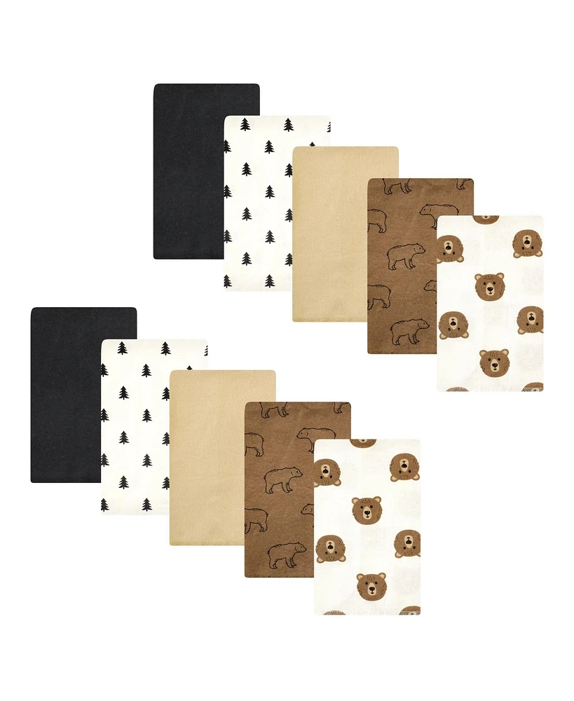 Hudson Baby Cotton Flannel Burp Cloths, Brown Bear Pack