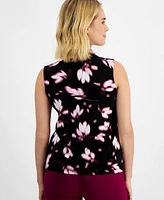 Anne Klein Petite Abstract-Print Shell Top