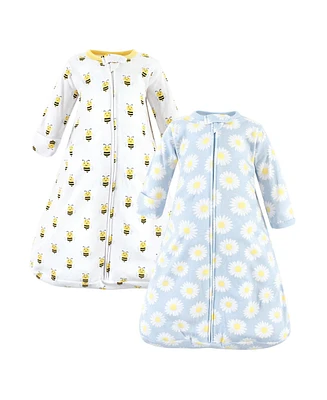Hudson Baby Girls Cotton Long-Sleeve Wearable Sleeping Bag, Sack, Blanket, Floral Bouquet Long Sleeve, 12-18 Months