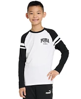 Puma Big Boys Squad Raglan Sleeve Taped Long-Sleeve T-Shirt