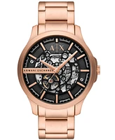 A|X Armani Exchange Men's Automatic Three-Hand Rose Gold Stainless Steel Watch 46MM