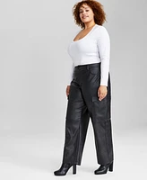 And Now This Trendy Plus Faux-Leather Cargo Pants, Created for Macy's