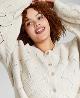 And Now This Trendy Plus Crewneck Textured Cardigan, Created for Macy's