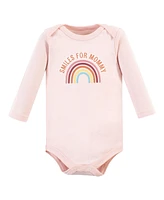 Hudson Baby Baby Girls Cotton Long-Sleeve Bodysuits, Sunshine Rainbows 3-Pack, 3-6 Months - Sunshine rainbows 3