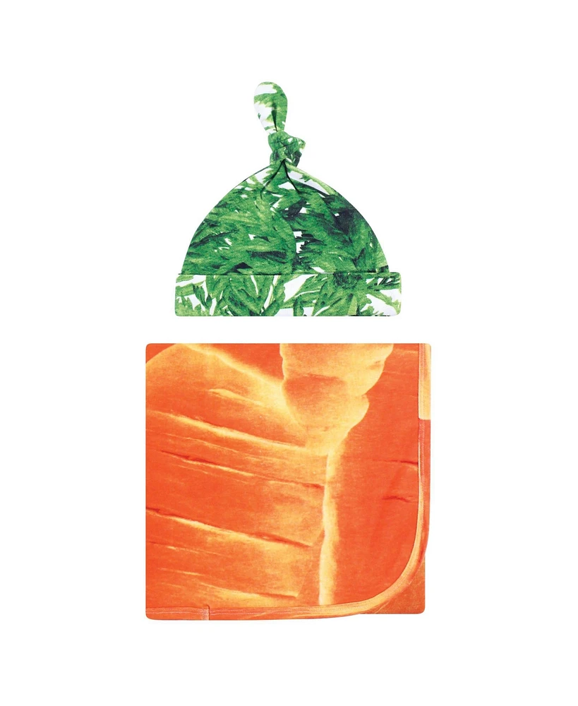 Touched by Nature Baby Cotton Swaddle Blanket and Headband or Cap, Carrot, One