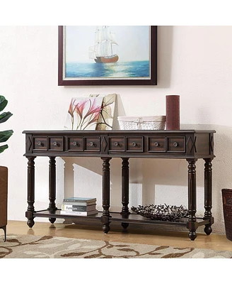 Streamdale Furniture Black distressed 58" console table with drawers & shelf