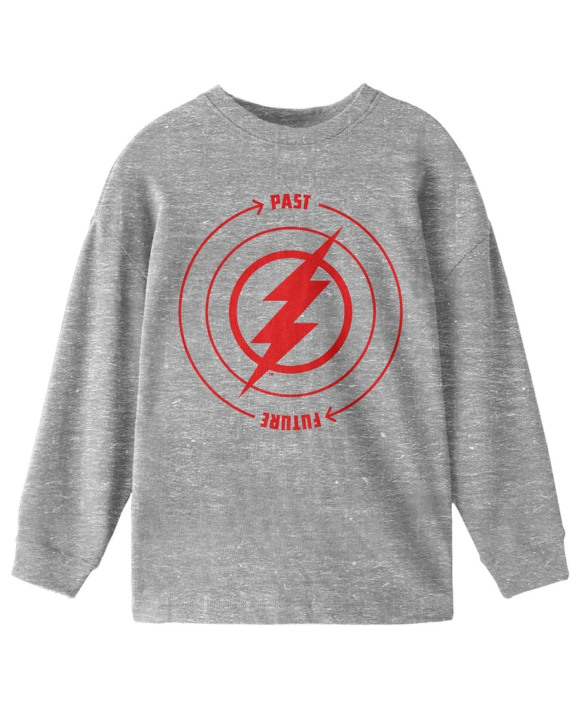 The Flash Boys Movie Past To Future Circle Graphic Crew Neck Long Sleeve Athletic Heather Youth Tee