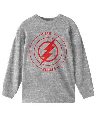 Flash Boys The Movie Past To Future Circle Graphic Crew Neck Long Sleeve Athletic Heather Youth Tee