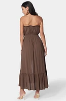 bebe Women's Strapless Maxi Dress, Beige/Khaki, XXSmall