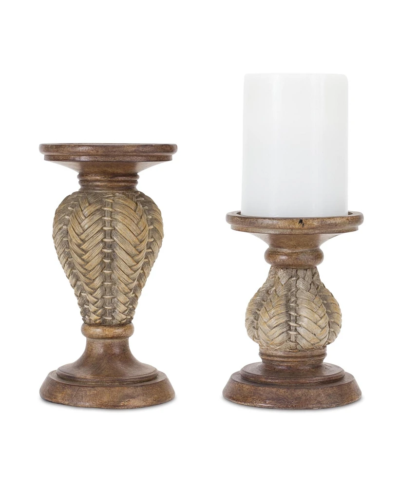 Slickblue Set of 2 Resin Candle Holders 5.25"H and 7.25"H