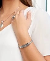 Devata Bali Dragonfly with Borobudur Oval 5mm Chain Bracelet in Sterling Silver and 18K Gold