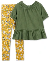 Carter's Little & Big Girls Peplum Top Floral Leggings Set