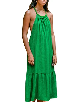 Cupshe Women's Emerald Green Backless Maxi Beach Dress