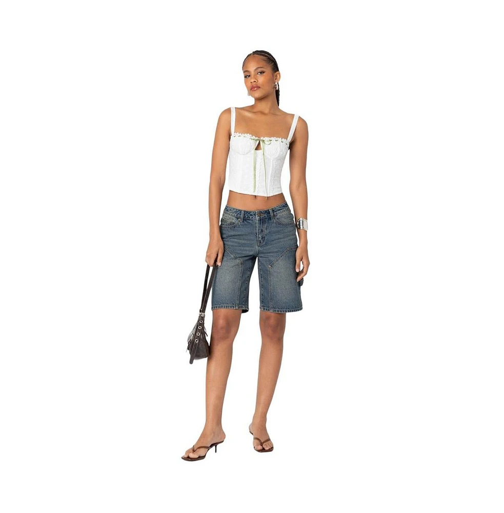 Edikted Women's Carpenter denim bermuda shorts