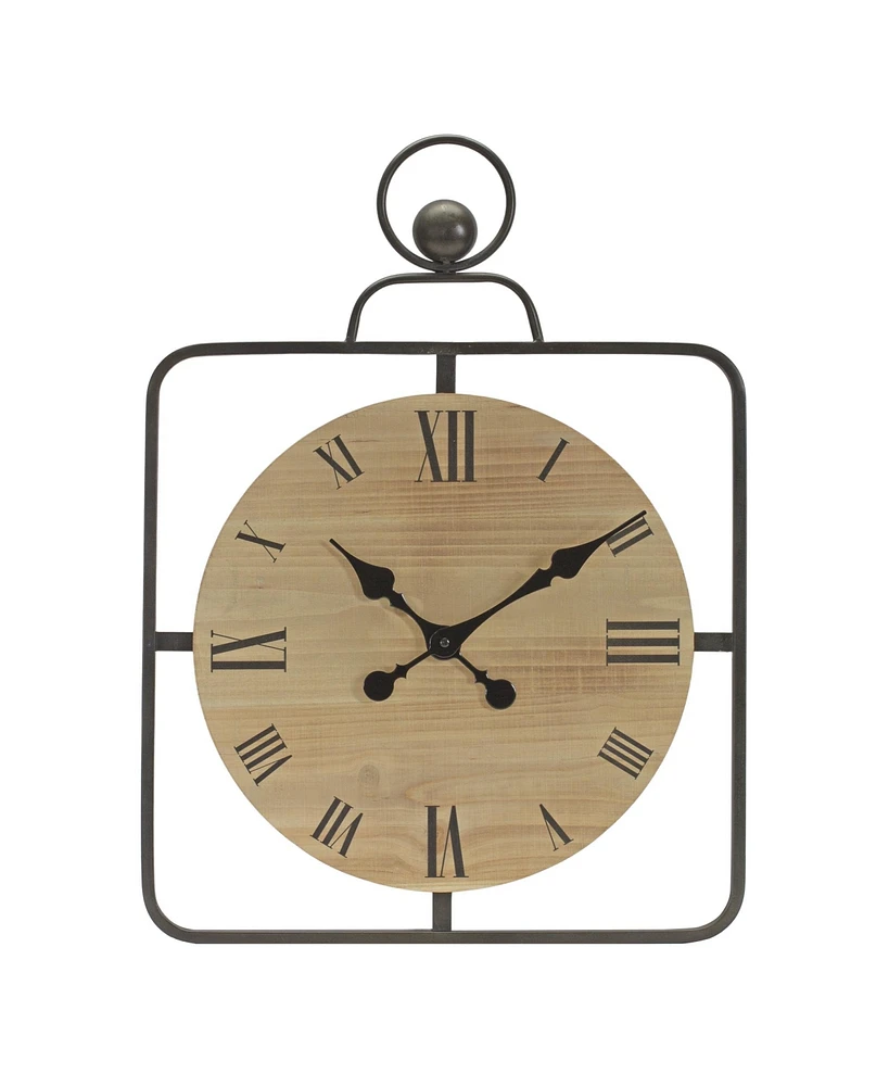 Slickblue Wooden Wall Clock In Iron Frame