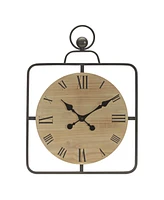 Slickblue Wooden Wall Clock In Iron Frame