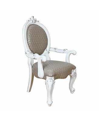 Simplie Fun Versailles Arm Chair (Set-2), Pu & Bone White Finsih