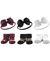 Hudson Baby Infant Girl 12Pc Headband and Socks Giftset, Leopard