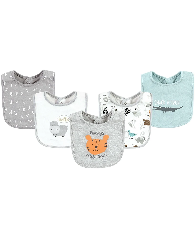 Hudson Baby Unisex Baby Cotton Bibs, Alphabet Animals, One Size